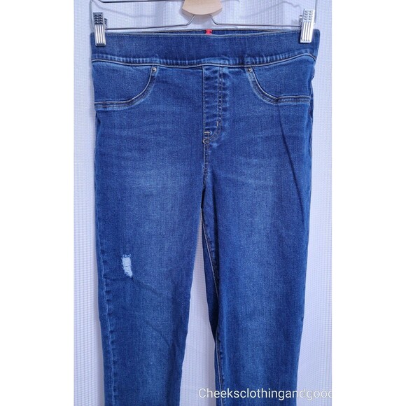 Spanx Distressed Ankle Skinny Raw Hem Jeans Women's size MEDIUM - Picture 2 of 6